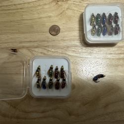 🎣 10pcs Artificial Insect Fishing Bait – Brass Bead Head Scud Fly (New)