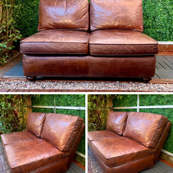 Restoration Hardware LEATHER ARMLESS SOFA(46Lx 29.5Hx32w)!!READ DESCRIPTION!!