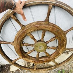 Vintage Ship Wood/steel Steering Wheel