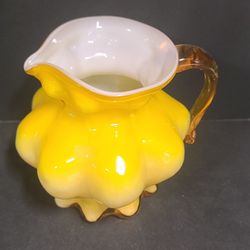 Beautiful Vintage Kanawha Yellow Glass Pitcher 