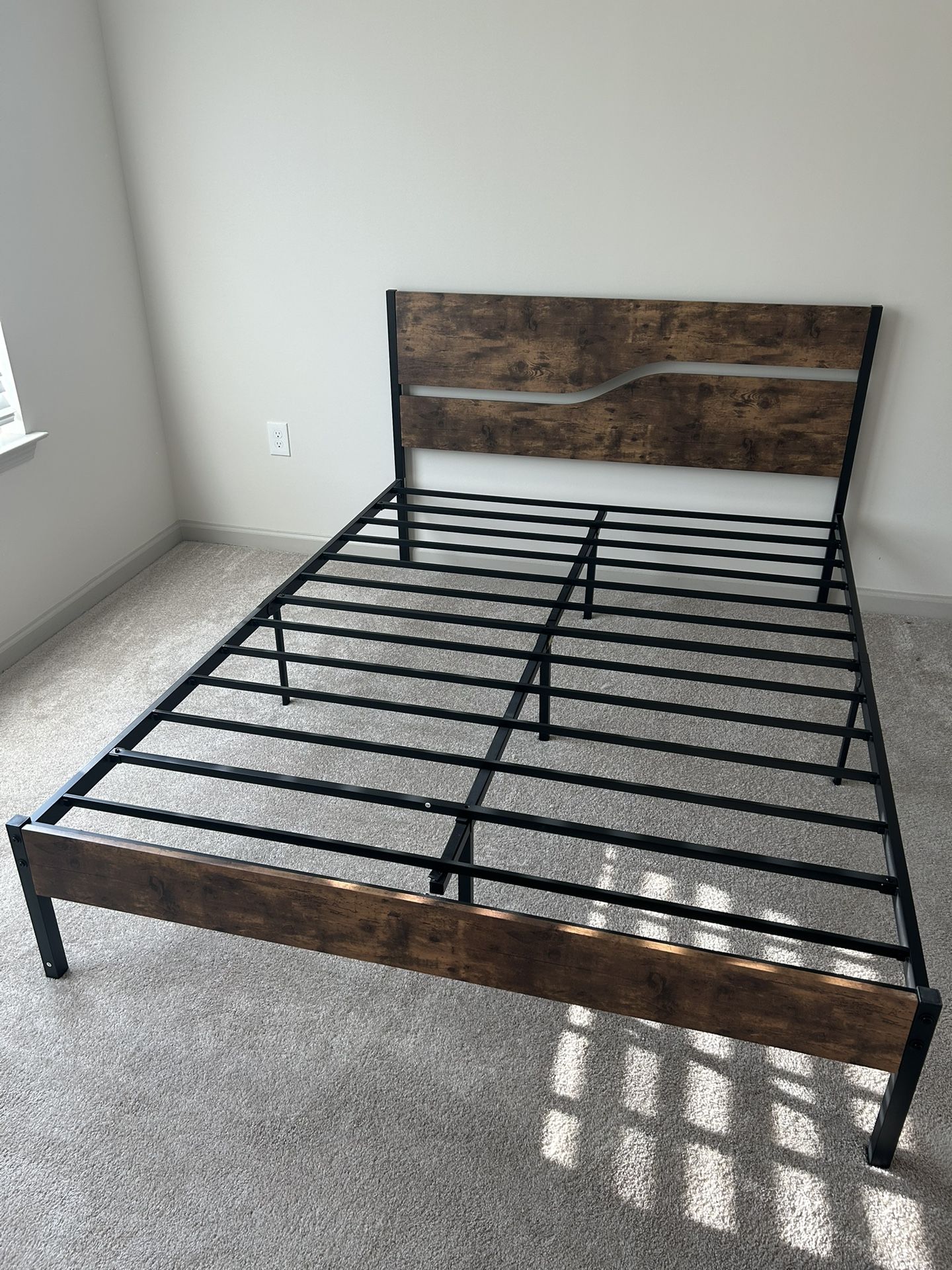 Full Bed Frame With Wooden Headboard