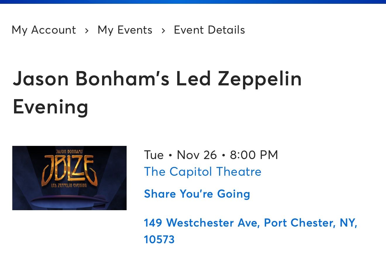 Jason Bonhams Led Zeppelin 11/26 Cap Theater