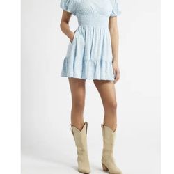 B.P. Tiered blue floral mini dress