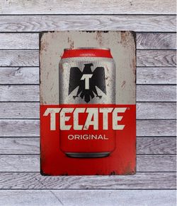 Tecate Vintage Style Antique Collectible Tin Metal Sign Wall Decor