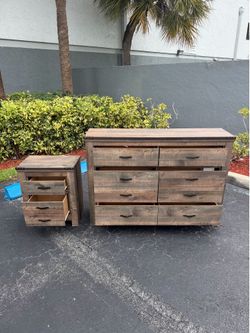 Beautiful rustic modern look dresser and nightstand wardrobe closet chest bedroom combo