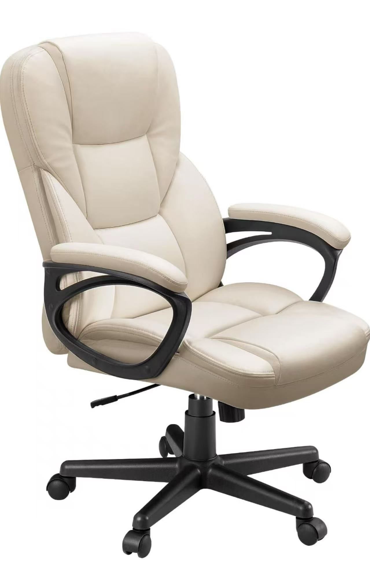 ❤️Office Executive Chair High Back Adjustable Managerial Home Desk Chair, Swivel Computer PU Leather Chair with Lumbar Support (Beige)