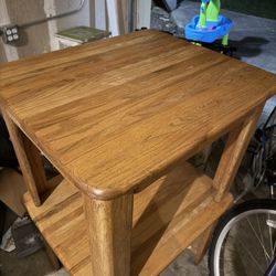 Two Solid Oak End Tables