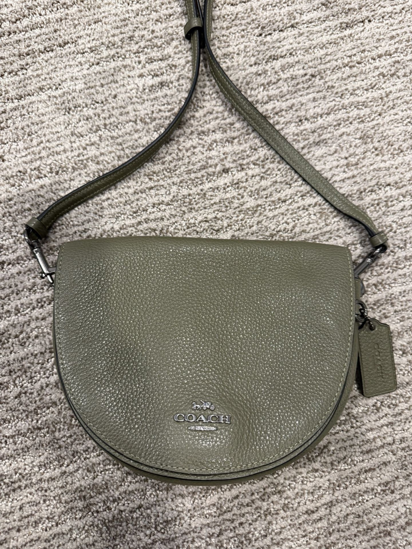 Coach Crossbody Bag – Genuine Leather, Olive Green