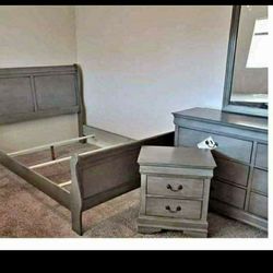 New grey queen 4pcs bedroom set 
