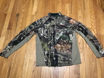 MOSSY OAK SOFTSHELL SWEATSHIRT CAMOUFLAGE HALF ZIP PULLOVER VENTED MEN SIZE MEDIUM EXECELLET CONDITION