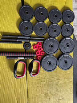 40lbs adjustable dumbbell/ kettlebell/ barbell set
