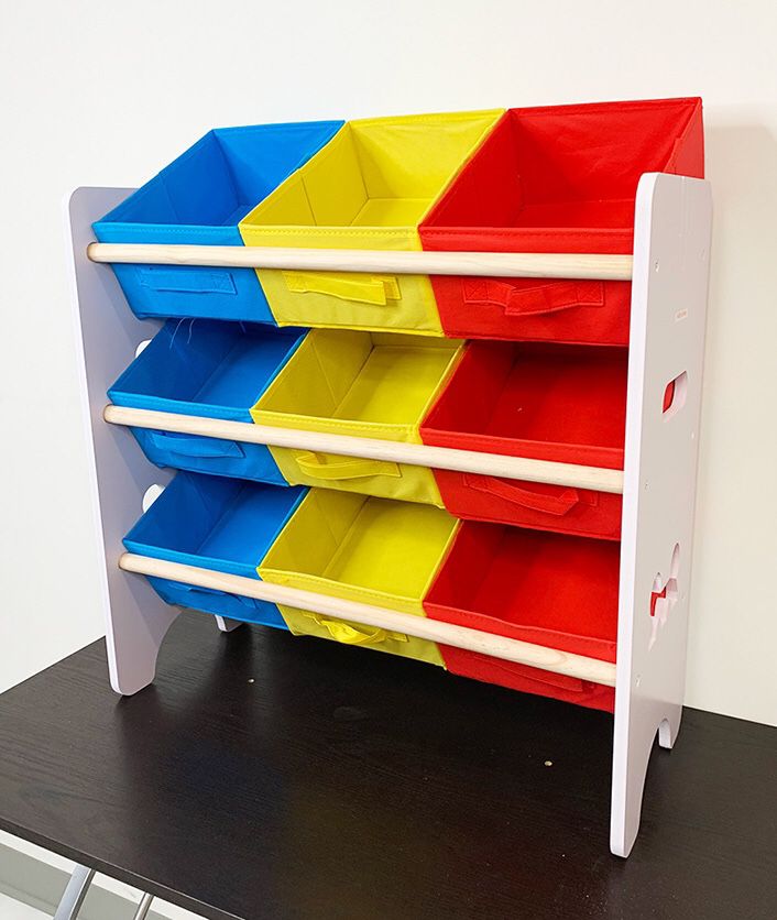 (NEW) $20 Small Kids Toy Storage Organizer Box Shelf Rack Bedroom w/ 9 Removeable Bin 24”x10”x24”
