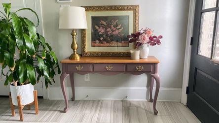 Solid Wood French Provincial Sofa Table – Mauve & Wood