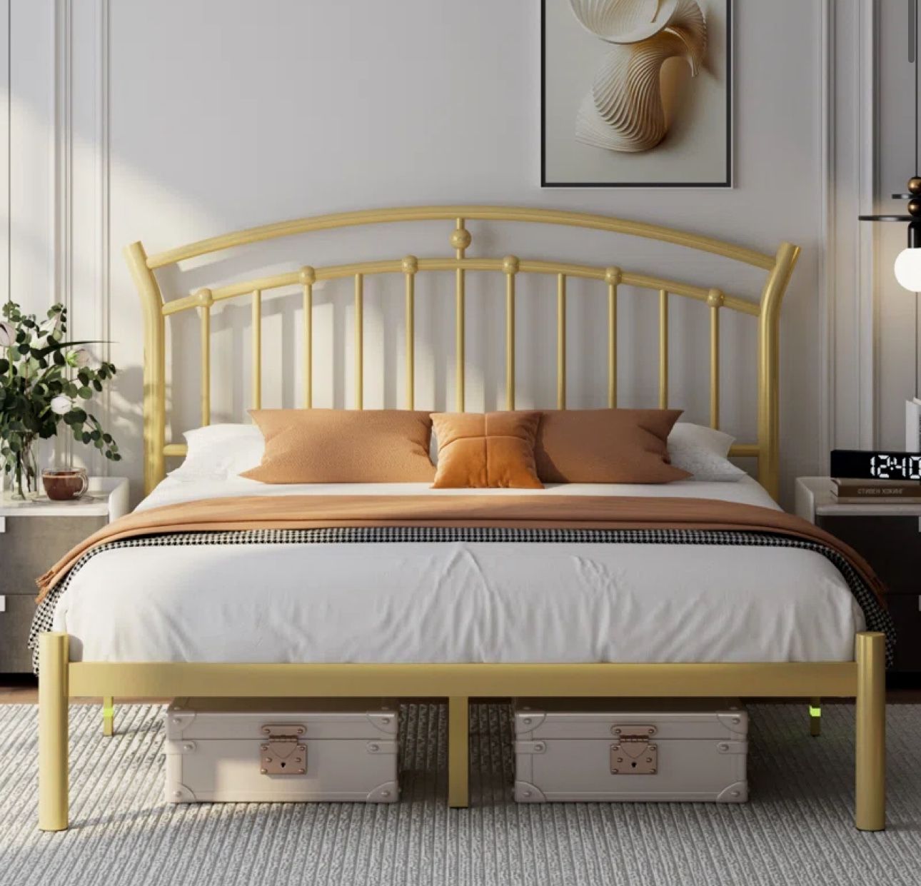 Gold Bed frame And Mattress