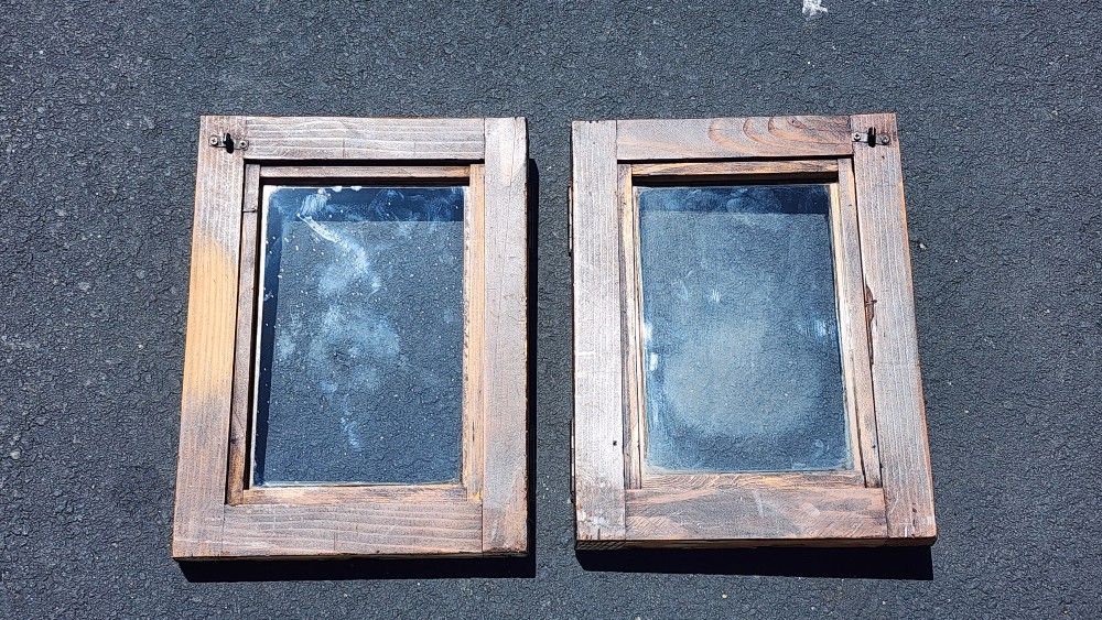 Wooden Cabinet Doors W/Glass Inserts Two (2)