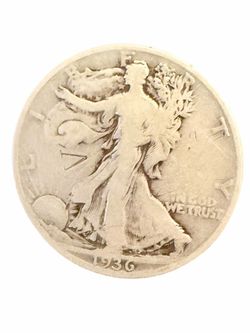 1936 Walking Liberty Half Dollar 90% Silver Coin Engraved V Philadelphia