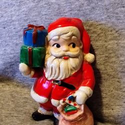 Old Vintage Ceramic Santa Claus Coin Bank