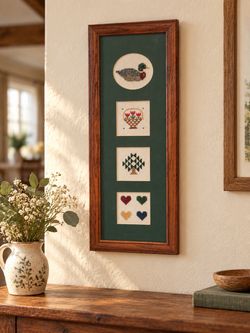 Framed Cross Stitch Sampler Wall Art