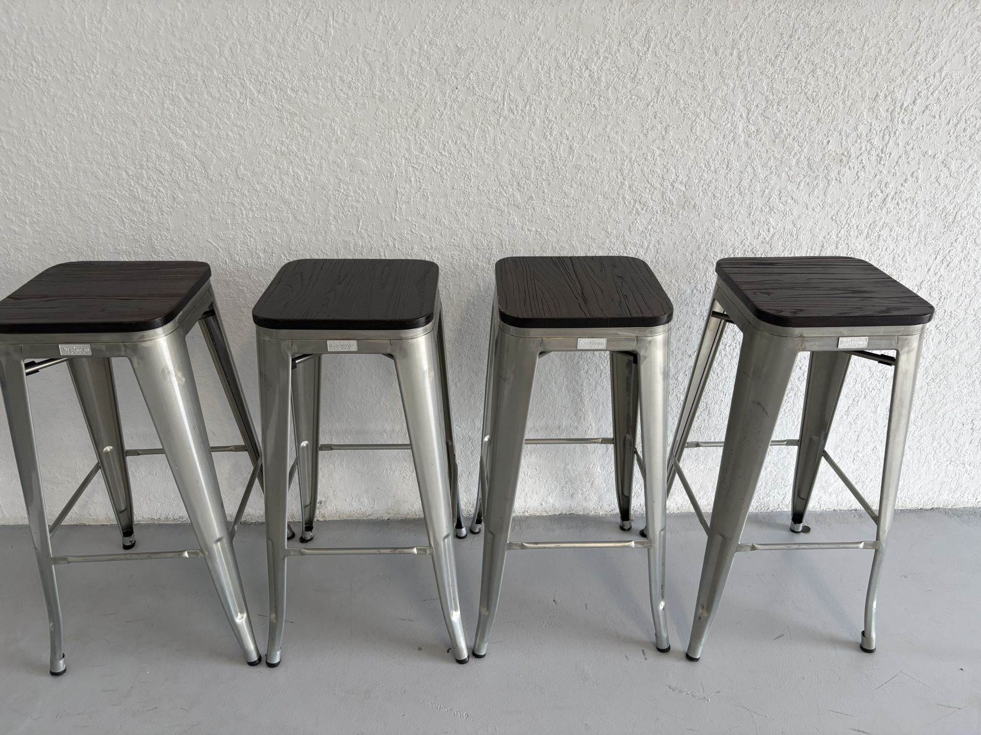 4 Buschman Bar Stools - Wood Tops $70 Or Best Offer