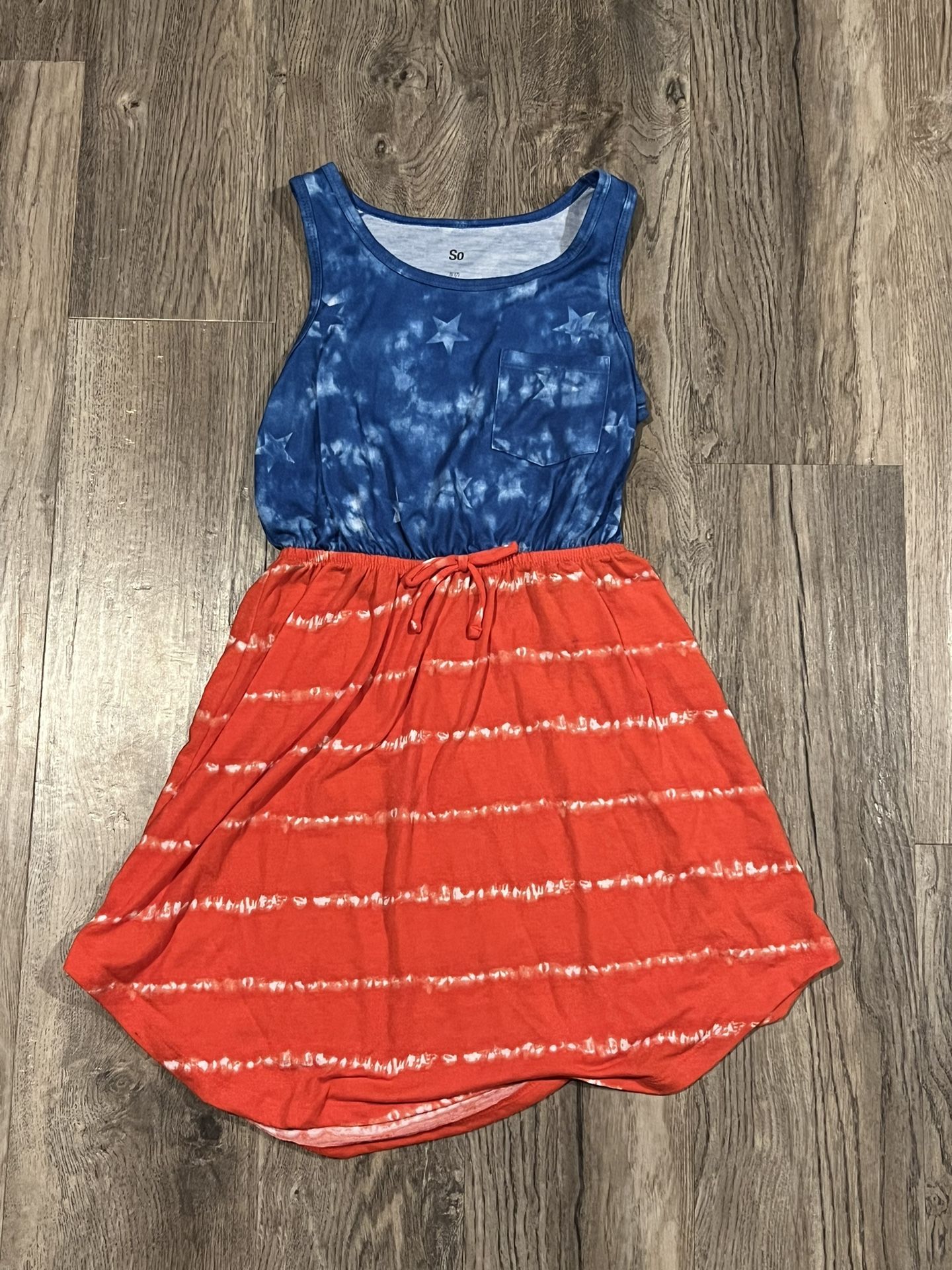 Girls 4th of July Red, White, and Blue Tank Dress. Size 7.