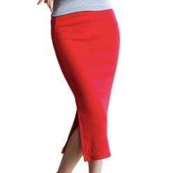 Rib Knit Midi Pencil Skirt