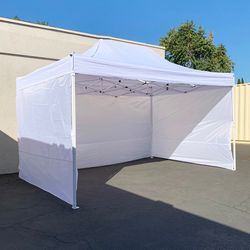 (NEW) $180 Heavy Duty EZ Popup Canopy 10x15’ with (3 Sidewalls) Outdoor Gazebo, Carry Bag (2 Colors)
