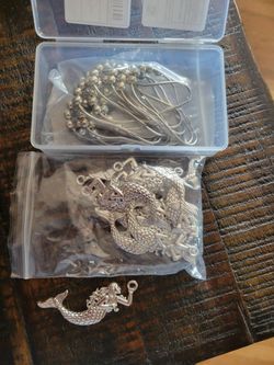 Silver-Tone  Mermaid shower curtain hooks Lot