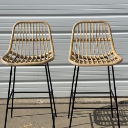 Rattan Bar Height Bar Stools 