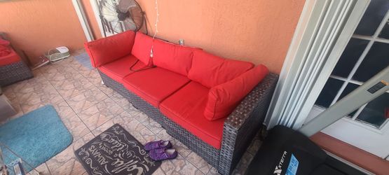 Red patio couch