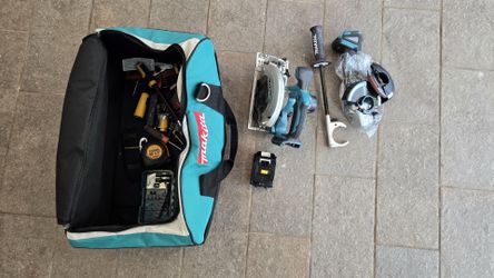 Makita 18V LXT Circular Saw + NEW Angle Grinder, Battery, Charger & Tool Bag