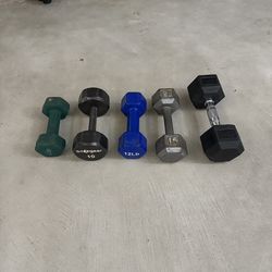 65 LBs of 5 different dumbbells