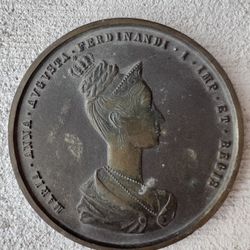 Antique Bronze Medal – Maria Anna of Austria – Coronation of 1836 – Bohemia / Prague