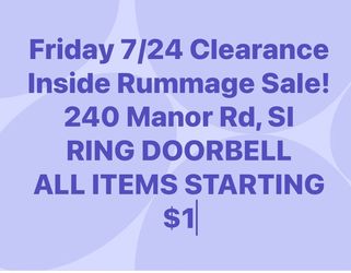 Today 7/24 Indoors Rummage Sale - 240 Manor Rd