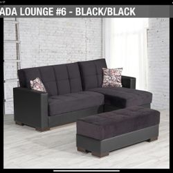 NEW 90” SECTIONAL SOFABED WITH OTTOMAN! STORAGE UNDERNEATH! AVAILABLE IN 10 COLORS