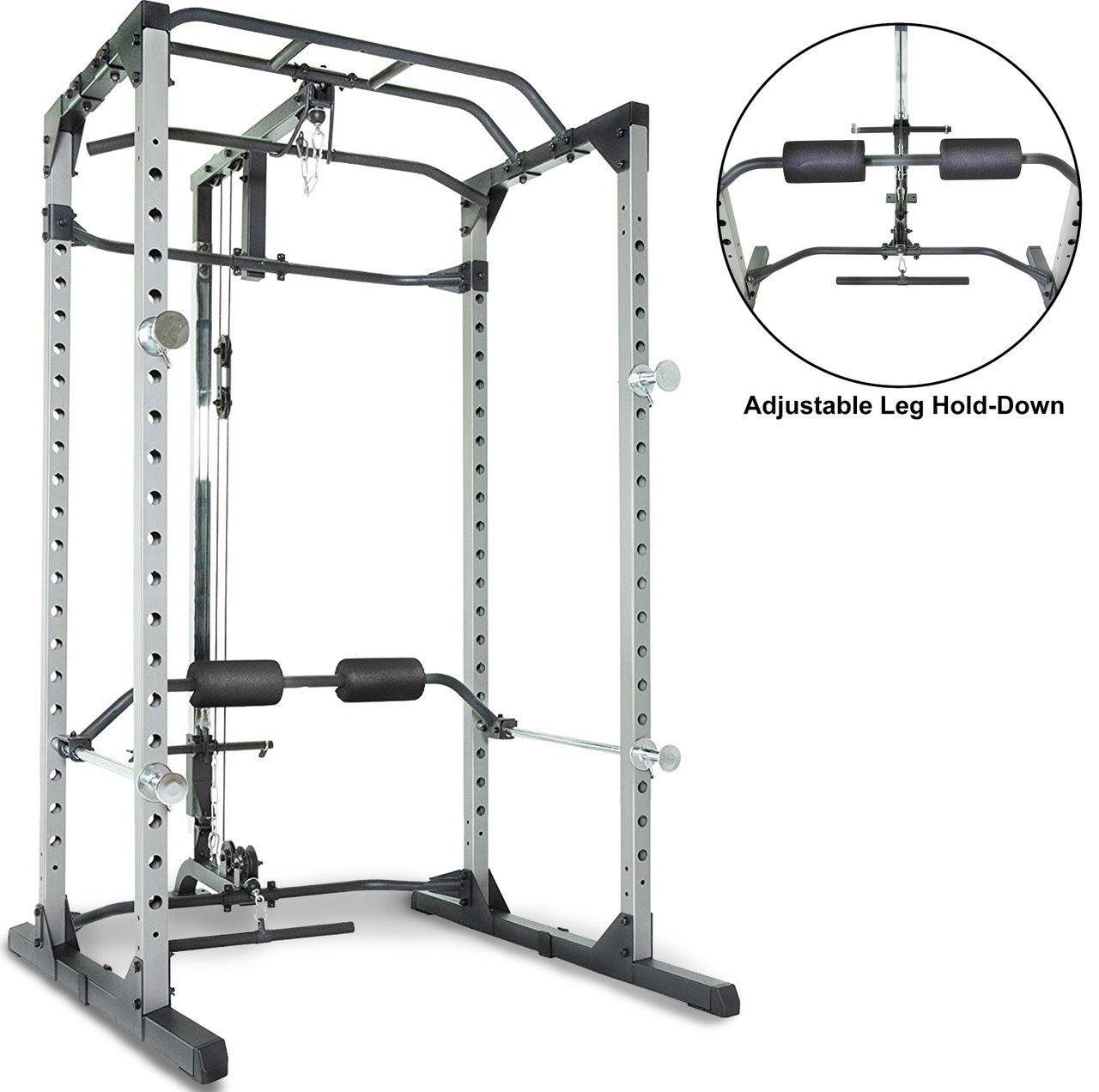 FITNESS REALITY 810XLT Super Max Power Rack Cage with Lat Pull Down and Low Row Cable Attachment