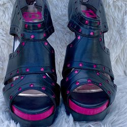 Betsy Johnson Hot Pink Star peep toe high heels