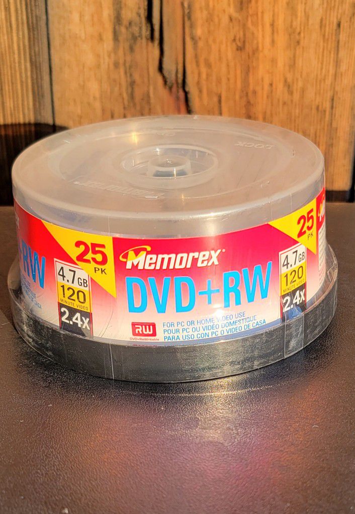 Memorex DVD+RW 4.7GB 120min 2.4x 25 Pack - New Sealed 