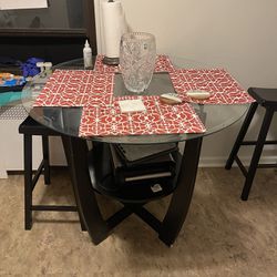 Glass Table With 2 Stools