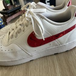 Men's Court Vision Red And White Nike Shoes Size 11