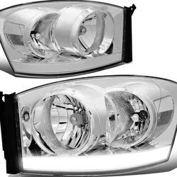 New Headlights High Low Beam with LED Light Bar for 06-08 Dodge Ram 1500 (3470)