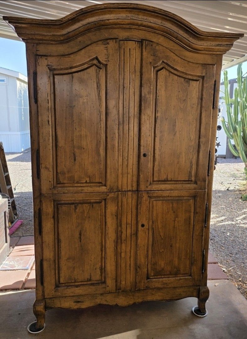 Beautiful Distressed Maple Armoire Wardrobe