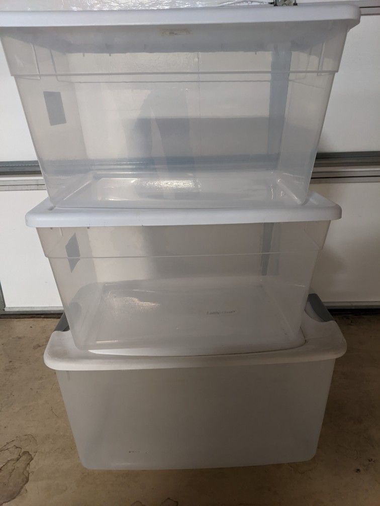 3 Large Clear Storage Totes