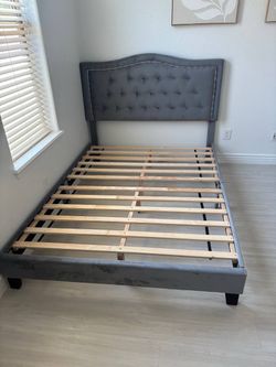 Gray queen size bed frame