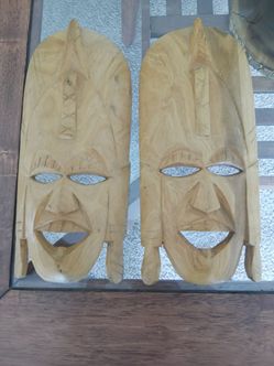 Hand Carved Kenyans tribal Masks wall art(set of two)