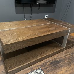 Wood Finish Dania Coffee Table with Metal Accents