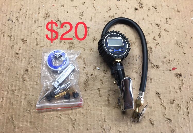 #55 Digital Air Pressure Gauge Black Rubber Tire Inflator For Cars/Bikes/RVs/SUVs 