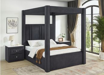 NEW IN BOX Black Canopy King &  Queen Size Bed Frame