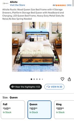 Rustic Wooden Queen Bed Frame