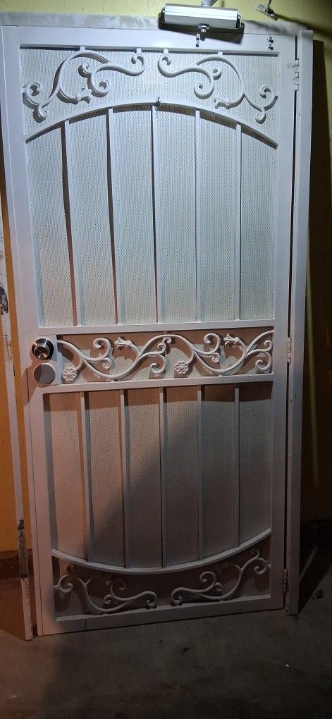 LaEntrada White Surface Mount Outswing Steel Security Door With Perforated Metal Screen By Unique Home https://offerup.com/redirect/?o=RGVzaWducy5Bd