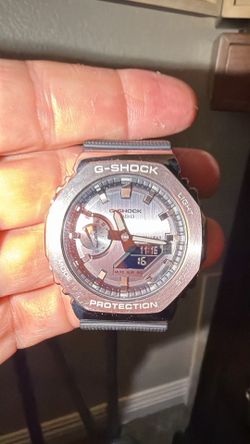 Casio G-Shock GM-2100-1A "Metal CasiOak" – Stainless Bezel & Grey Resin Band